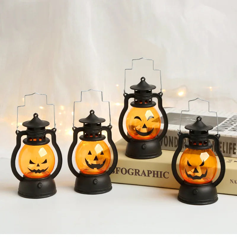Zelixo LED Hanging Pumpkin Lantern — Retro Ghost Candle Light Halloween Decor