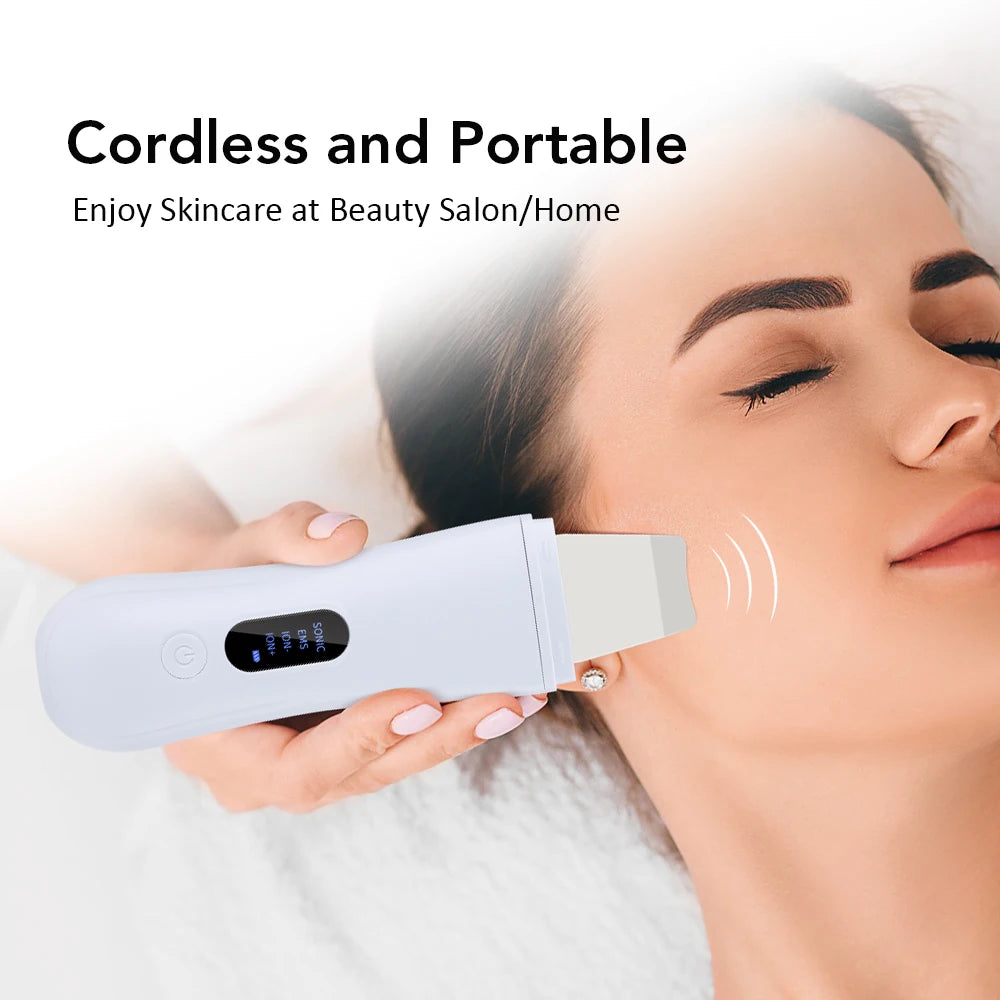 Zelixo Ultrasonic Skin Scrubber Spatula — 4-Mode Ion Deep Facial Lifting Cleaner