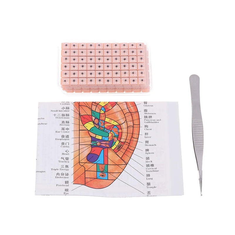 Zelixo Ear Seeds Acupressure Kit — 600pcs Auricular Therapy with Chart & Tools