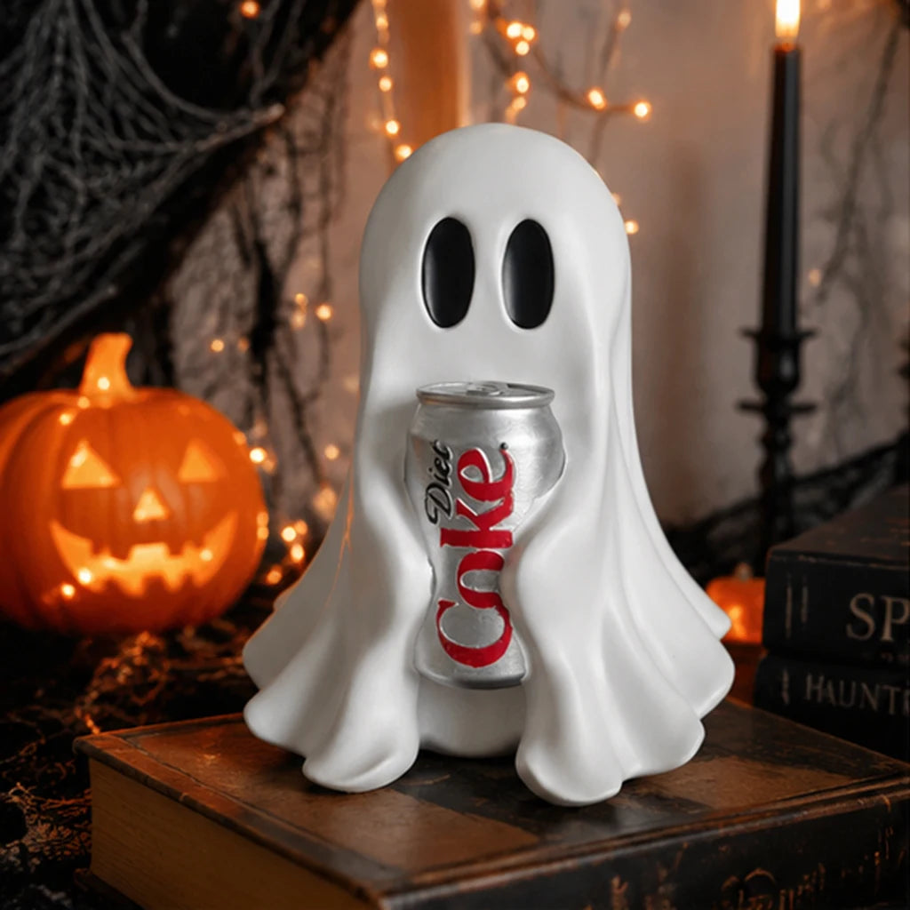 Zelixo Funny Ghost Soda Can Statue — Cute Spooky Resin Desk Decor & Gift
