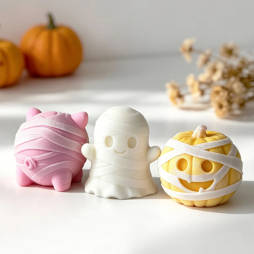 Zelixo Halloween Silicone Molds — Mummy Pumpkin Ghost Candle & Resin Ornament Set