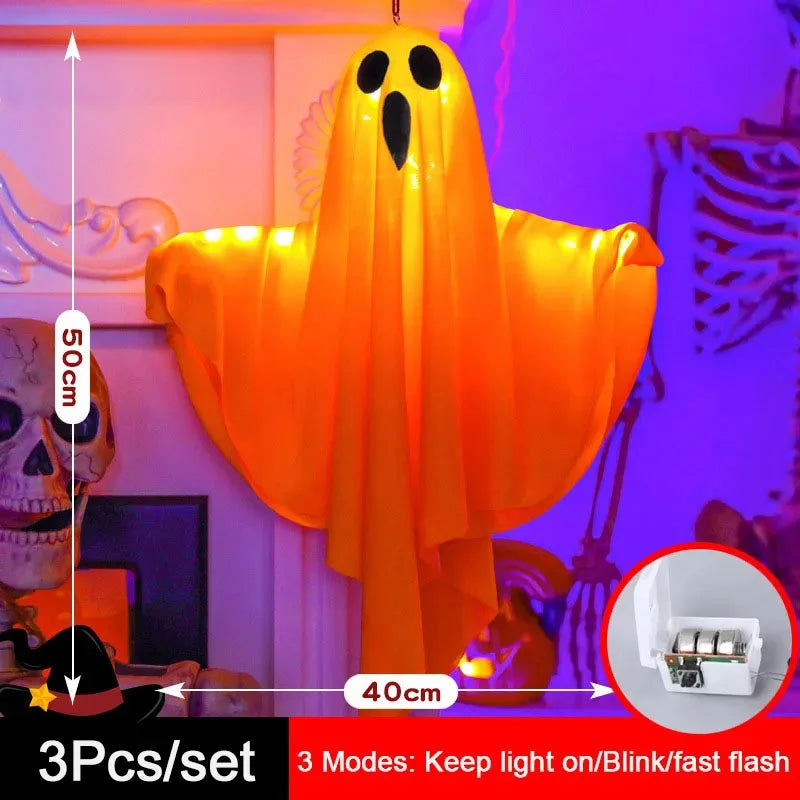 Zelixo LED Glow Ghost Props — Indoor & Outdoor Hanging Halloween Decoration