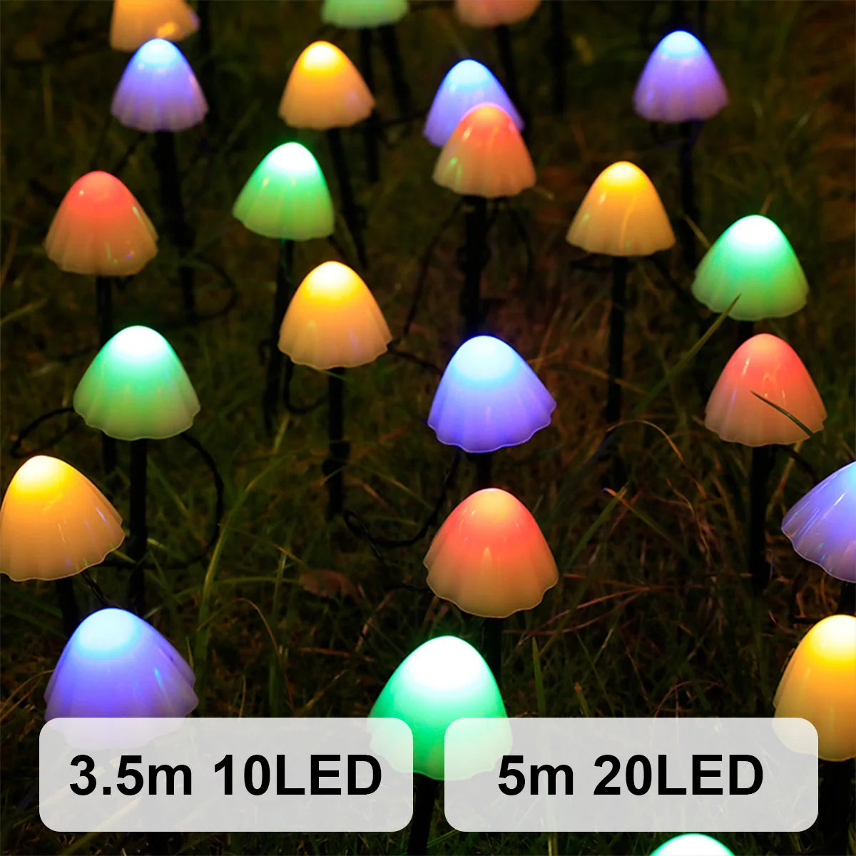 Zelixo Mushroom Solar LED Garden Lights — Waterproof Outdoor Pathway String Lights