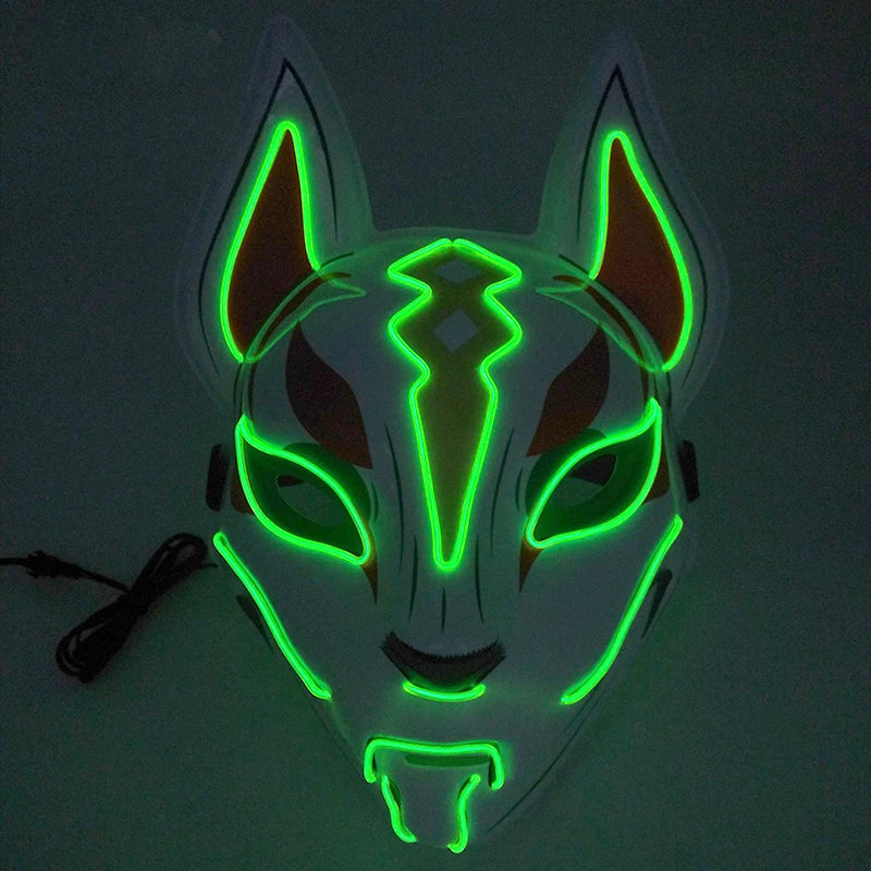 Zelixo Neon Light-Up Fox Mask — Glow in the Dark LED Halloween Cosplay Mask