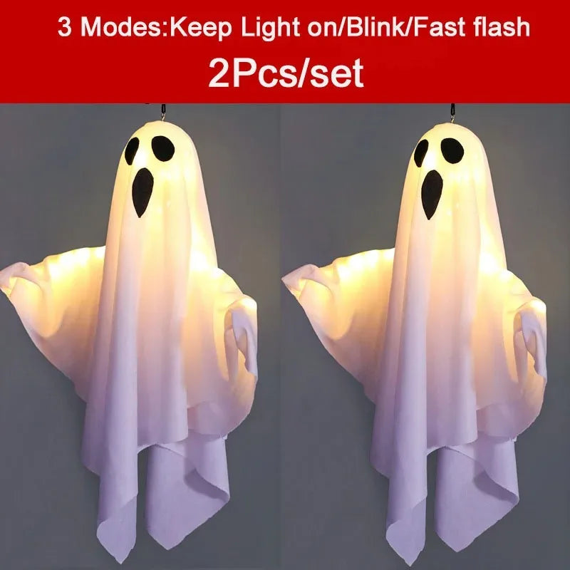 Zelixo LED Glow Ghost Props — Indoor & Outdoor Hanging Halloween Decoration