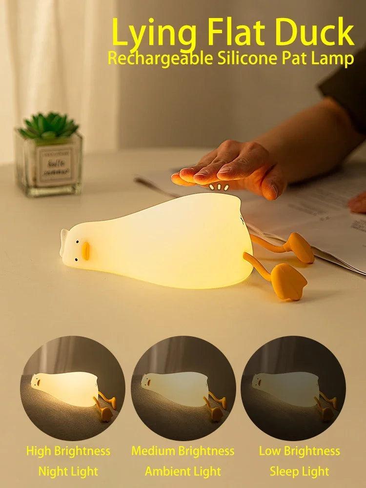 Zelixo Squishy Duck LED Night Light — Rechargeable Silicone Kids Bedroom Lamp