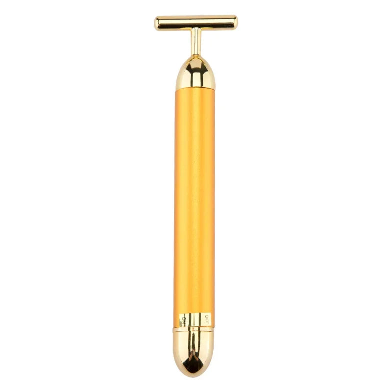 Zelixo 24K Gold Face Lift Roller — T-Shape Vibrating Facial Slimming Massager