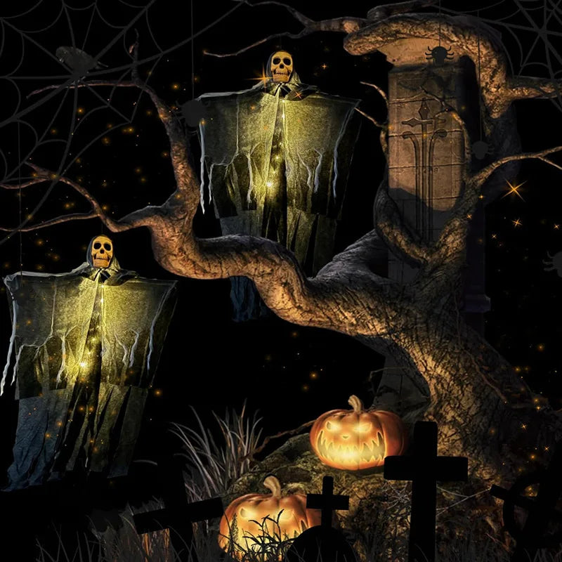 Zelixo Glowing Skull Hanging Ghost — Outdoor Halloween Garden & Party Decoration
