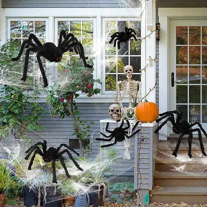 Zelixo Giant Plush Black Spider — Halloween Haunted House Decoration 30–200cm
