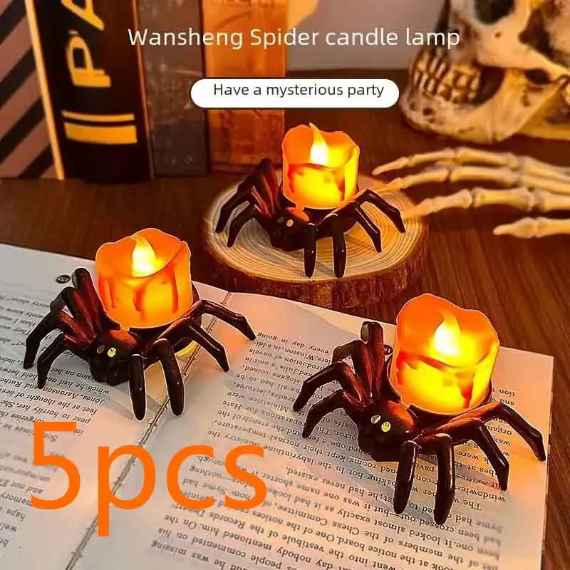 Zelixo Spider Night Lights 5pc — Glowing Halloween Party & Haunted House Decor