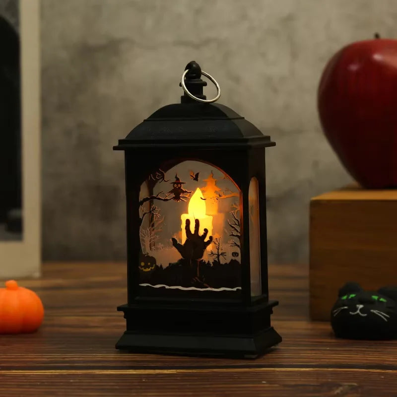 Zelixo Portable Pumpkin Castle Lantern — LED Jack-O-Lantern Flame Halloween Lamp