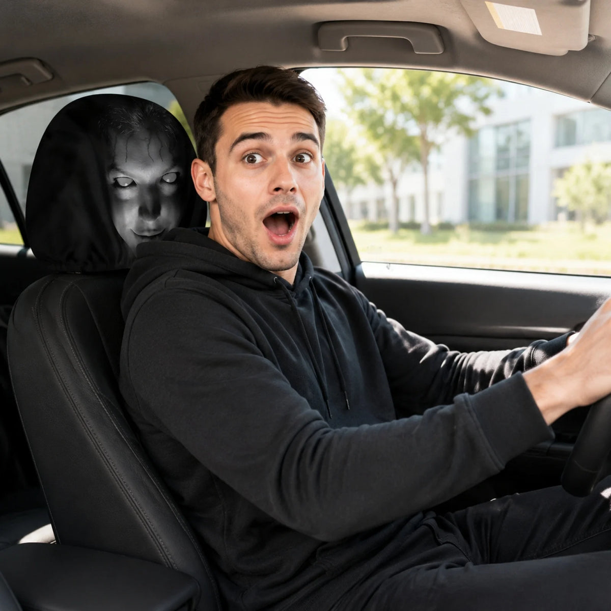 Zelixo Halloween Car Headrest Covers — Funny Cartoon Seat Protector Set