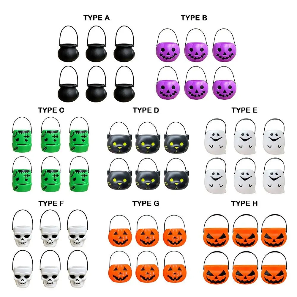 Zelixo Mini Pumpkin Buckets 6pc — Jack-O-Lantern Trick or Treat Candy Baskets