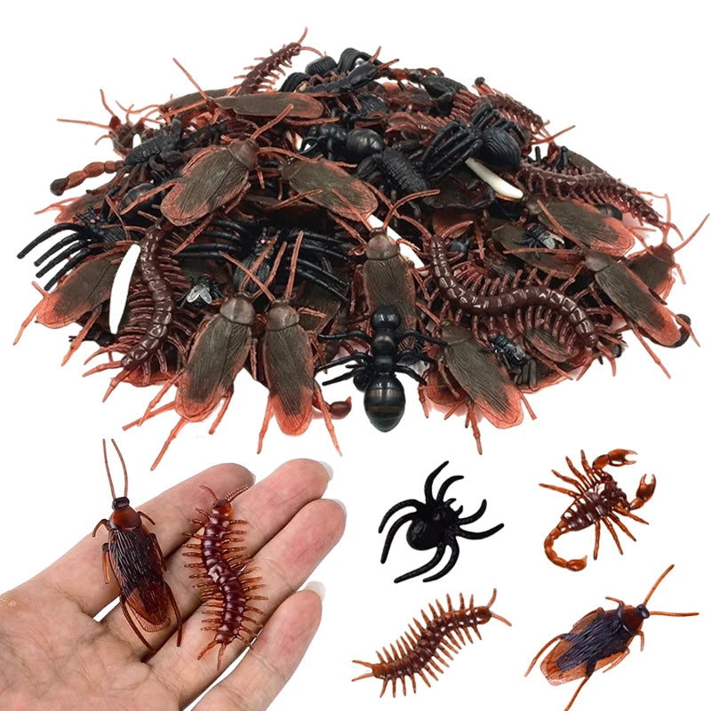 Zelixo Fake Bug Prank Set 12/48pc — Realistic Cockroach Spider Halloween Decor