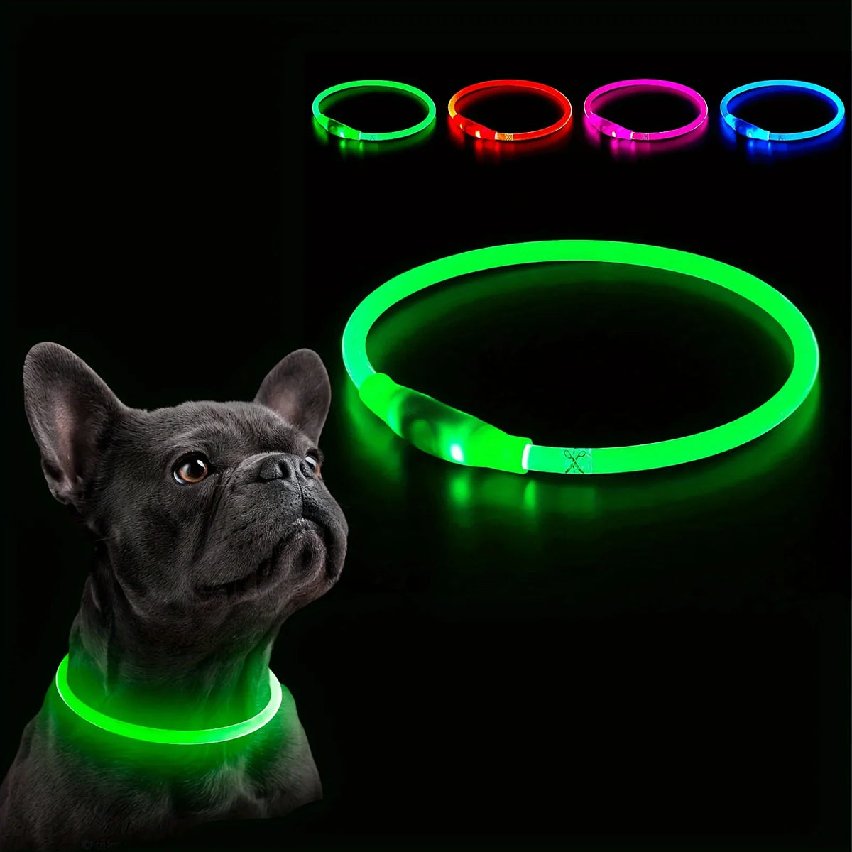 Zelixo LED Fiber Optic Dog Collar — USB Rechargeable Safety Light Collar