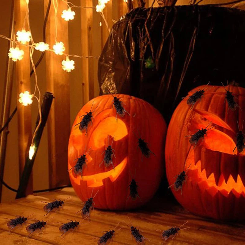 Zelixo Fake Bug Prank Set 12/48pc — Realistic Cockroach Spider Halloween Decor