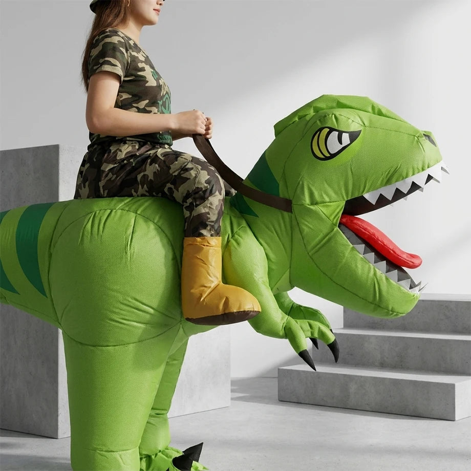 Zelixo Inflatable T-Rex Riding Costume — Funny Adult Dinosaur Halloween Outfit