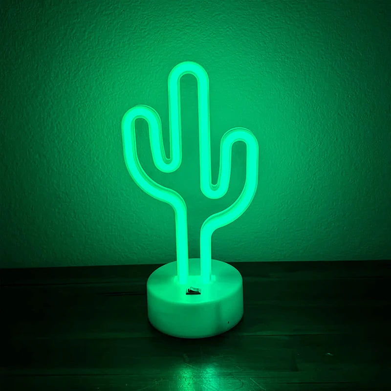 Zelixo Cactus LED Neon Sign Light — Cute Battery & USB Table Lamp
