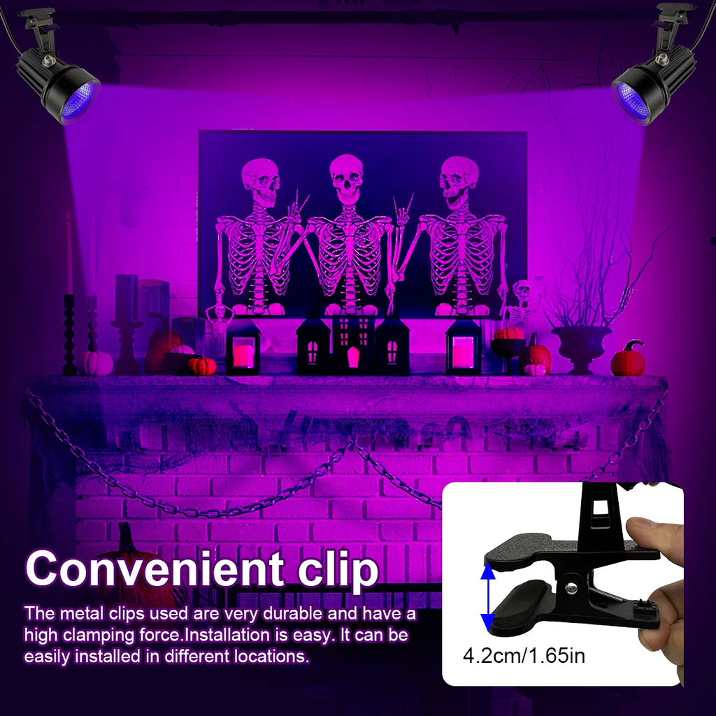 Zelixo USB UV Black Light — Purple Clip Lamp for Glow Party & Halloween Decor