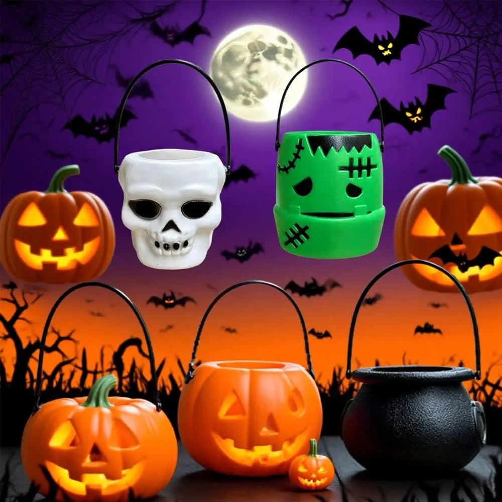 Zelixo Mini Pumpkin Buckets 6pc — Jack-O-Lantern Trick or Treat Candy Baskets