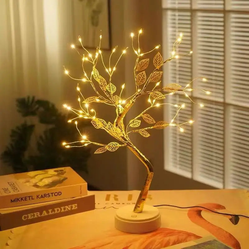 Zelixo Bonsai Tree LED Night Light — USB Touch Switch Cherry Blossom Desktop Lamp
