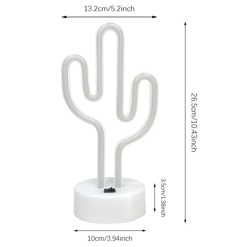 Zelixo Cactus LED Neon Sign Light — Cute Battery & USB Table Lamp