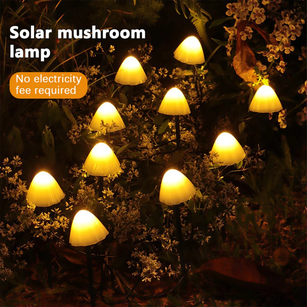 Zelixo Mushroom Solar LED Garden Lights — Waterproof Outdoor Pathway String Lights