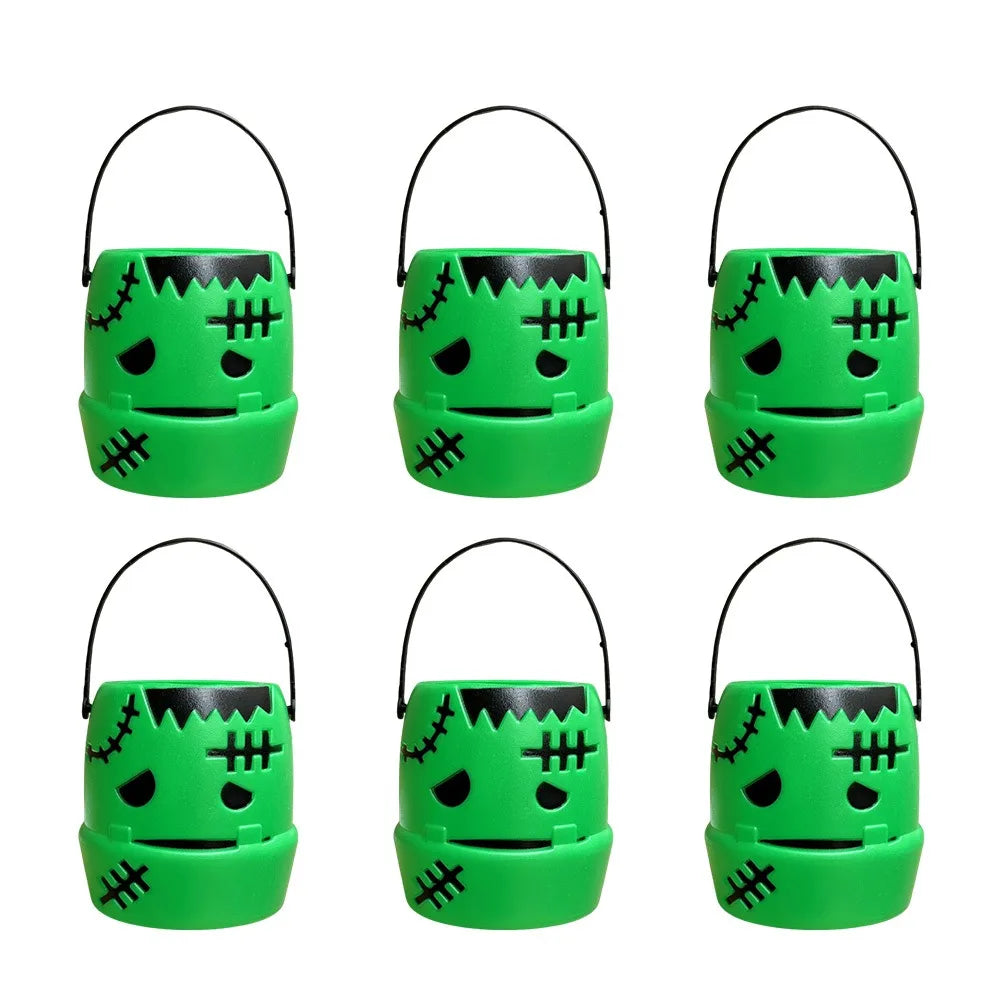 Zelixo Mini Pumpkin Buckets 6pc — Jack-O-Lantern Trick or Treat Candy Baskets