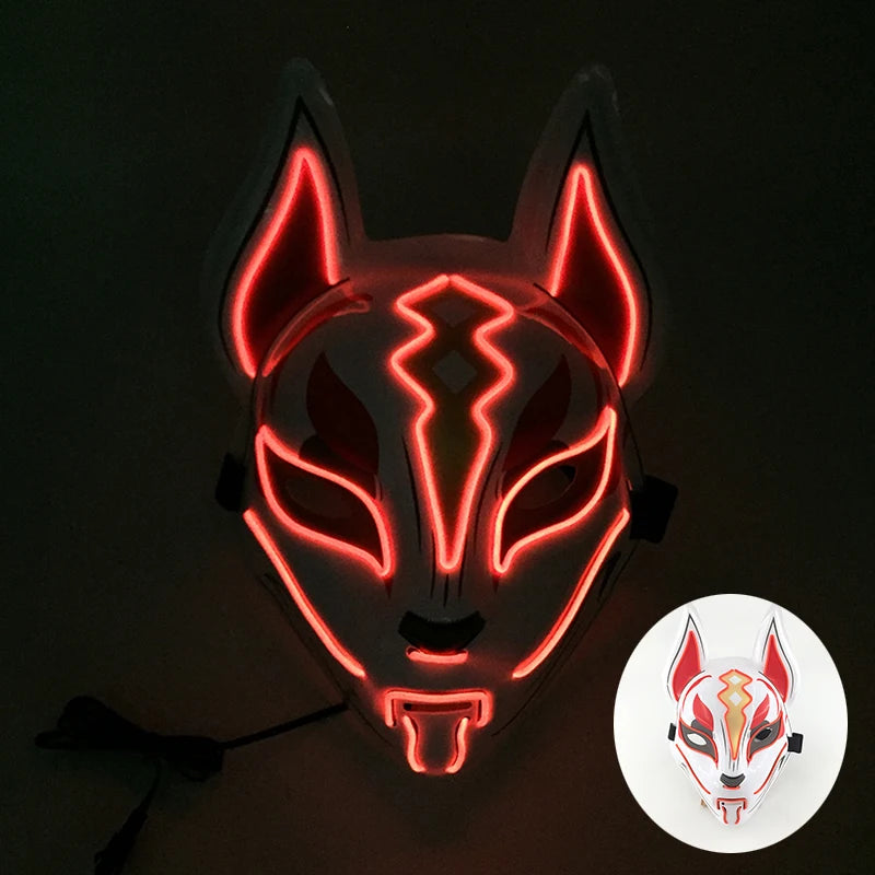 Zelixo Neon Light-Up Fox Mask — Glow in the Dark LED Halloween Cosplay Mask