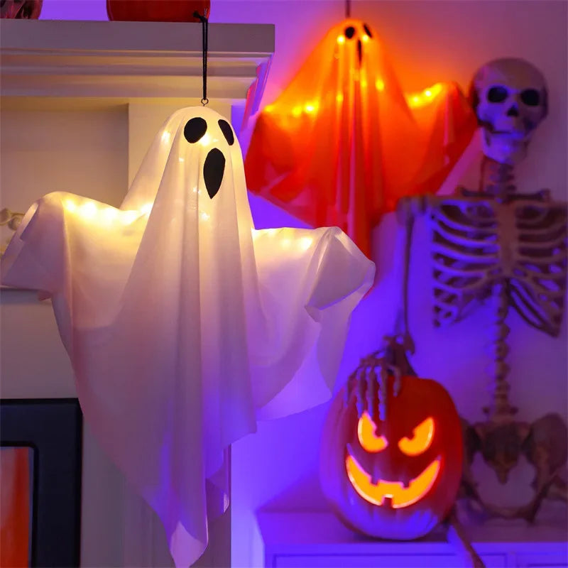 Zelixo LED Glow Ghost Props — Indoor & Outdoor Hanging Halloween Decoration