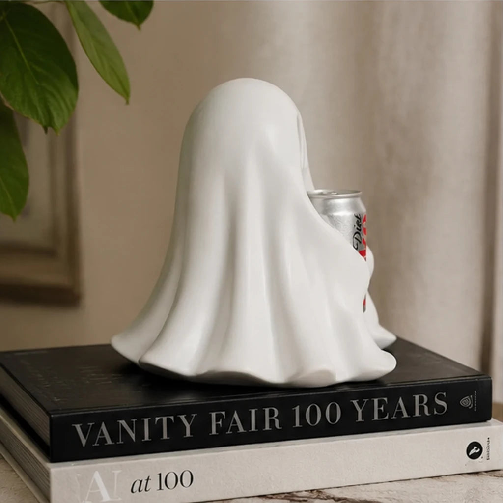 Zelixo Funny Ghost Soda Can Statue — Cute Spooky Resin Desk Decor & Gift