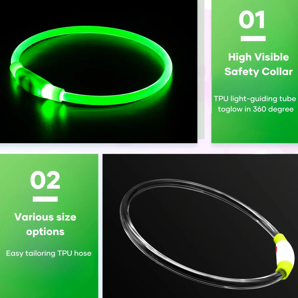 Zelixo LED Fiber Optic Dog Collar — USB Rechargeable Safety Light Collar