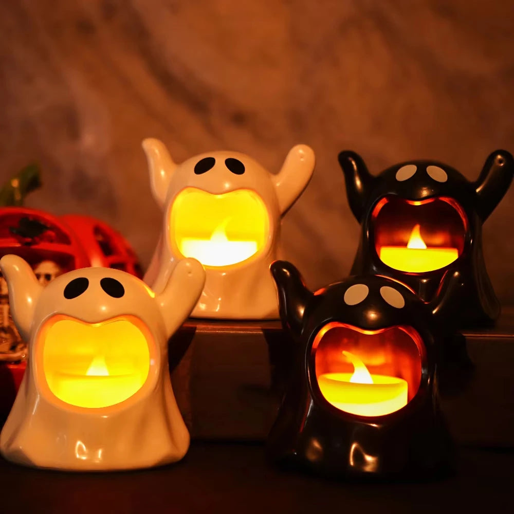 Zelixo Kawaii Ghost LED Candle Lights — Flameless Halloween Desktop Decor
