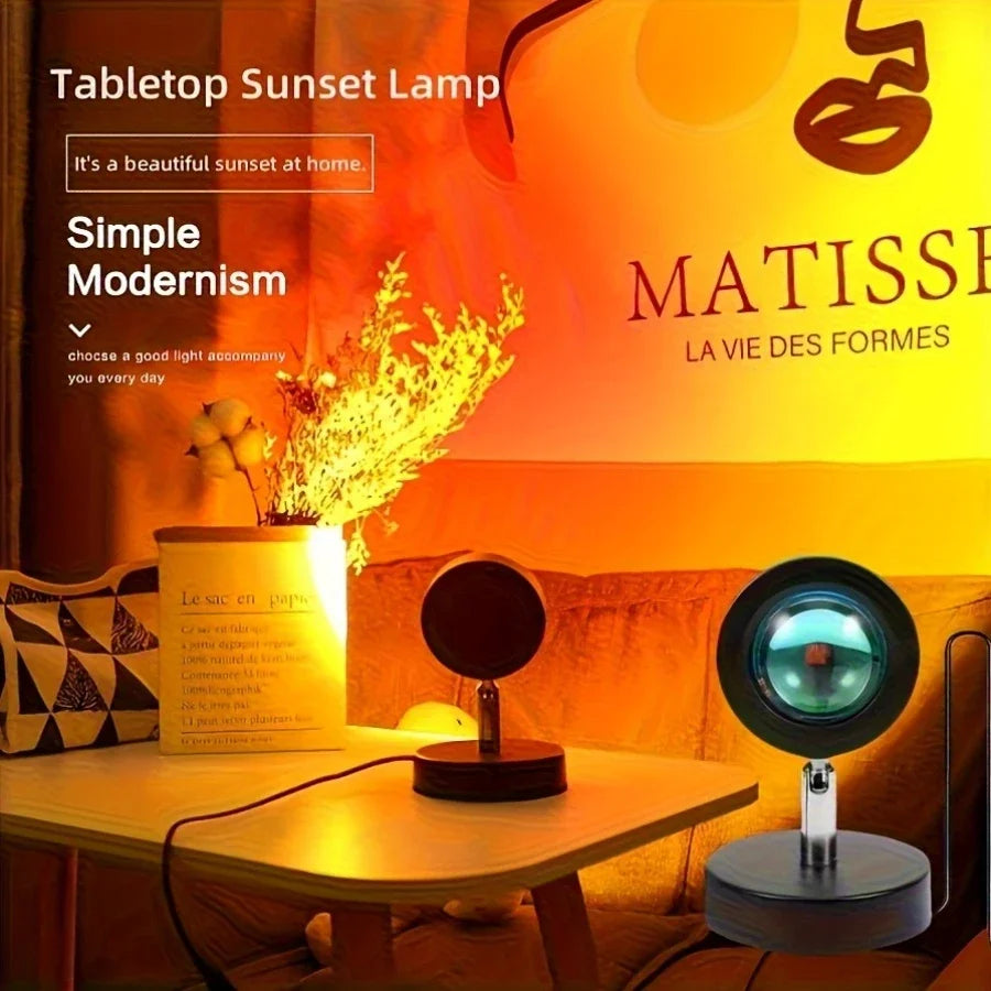 Zelixo USB Sunset Projection Light — 180° Rotating Rainbow Wall Lamp