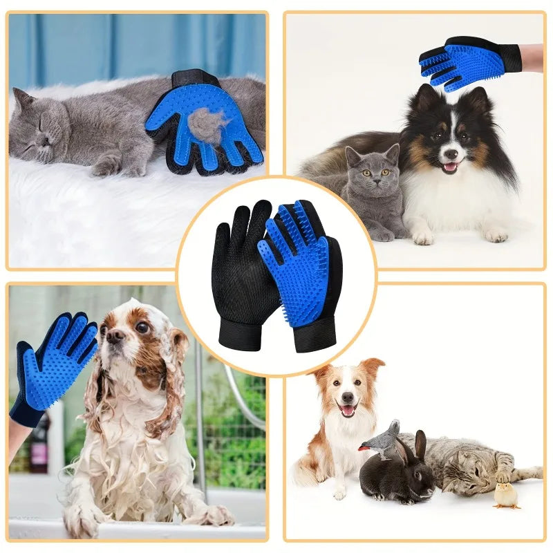 Zelixo 2-in-1 Pet Grooming Glove — Silicone Deshedding & Massage Glove for Dogs & Cats