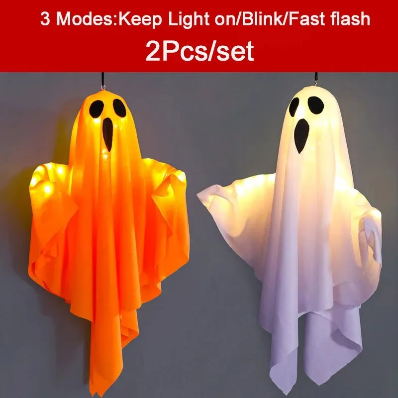 Zelixo LED Glow Ghost Props — Indoor & Outdoor Hanging Halloween Decoration