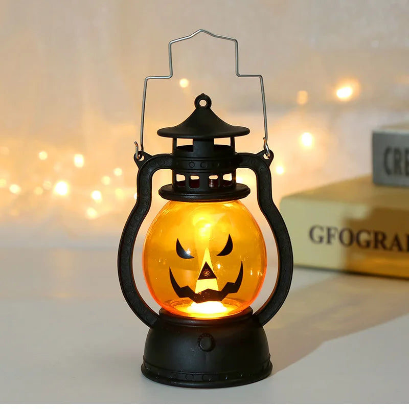 Zelixo LED Hanging Pumpkin Lantern — Retro Ghost Candle Light Halloween Decor