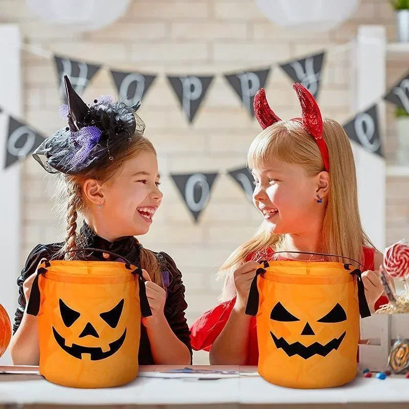 Zelixo LED Pumpkin Bucket — Collapsible Trick or Treat Candy Basket with Light