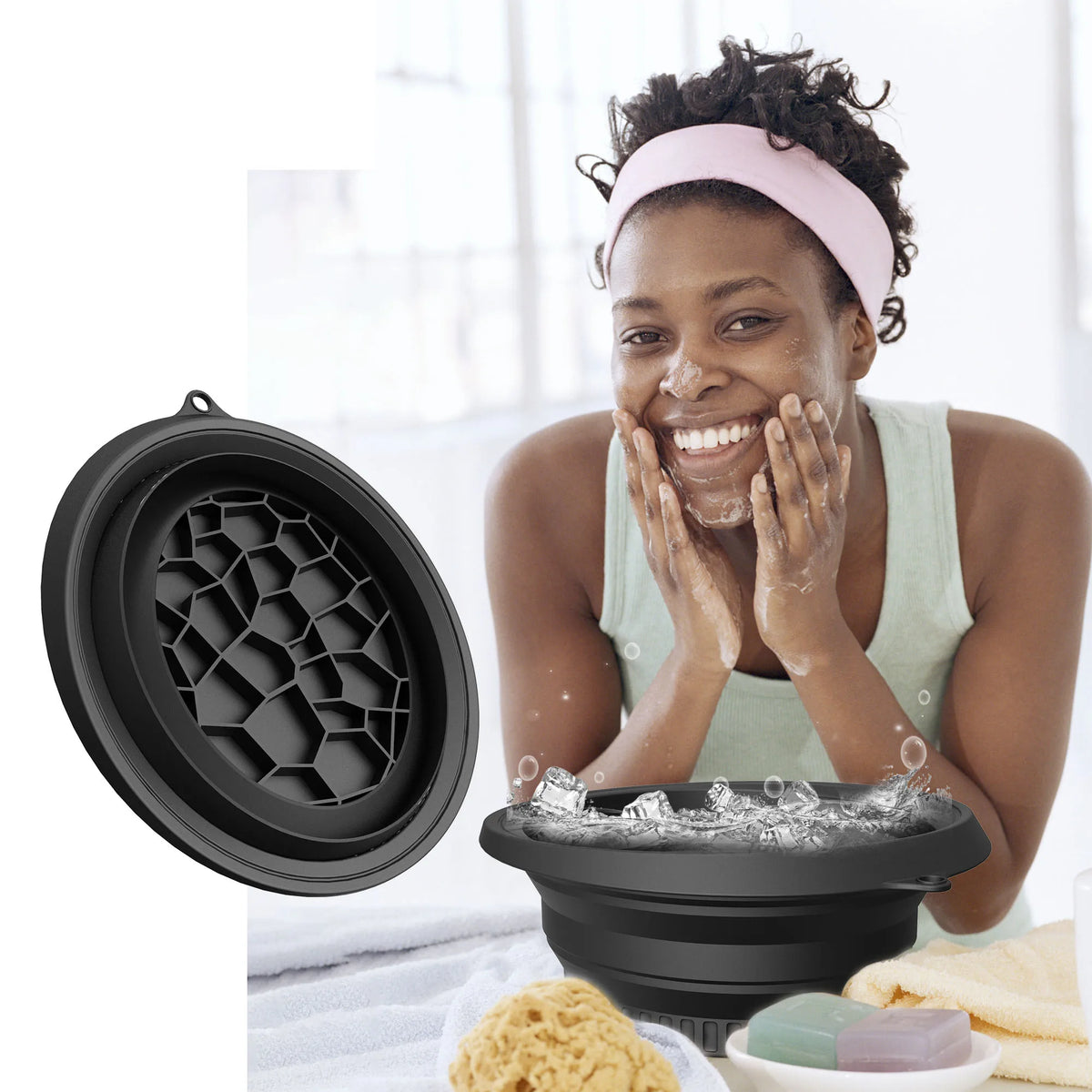Zelixo Ice Face Wash Bowl — Foldable Silicone Rapid Cooling Facial Plunge