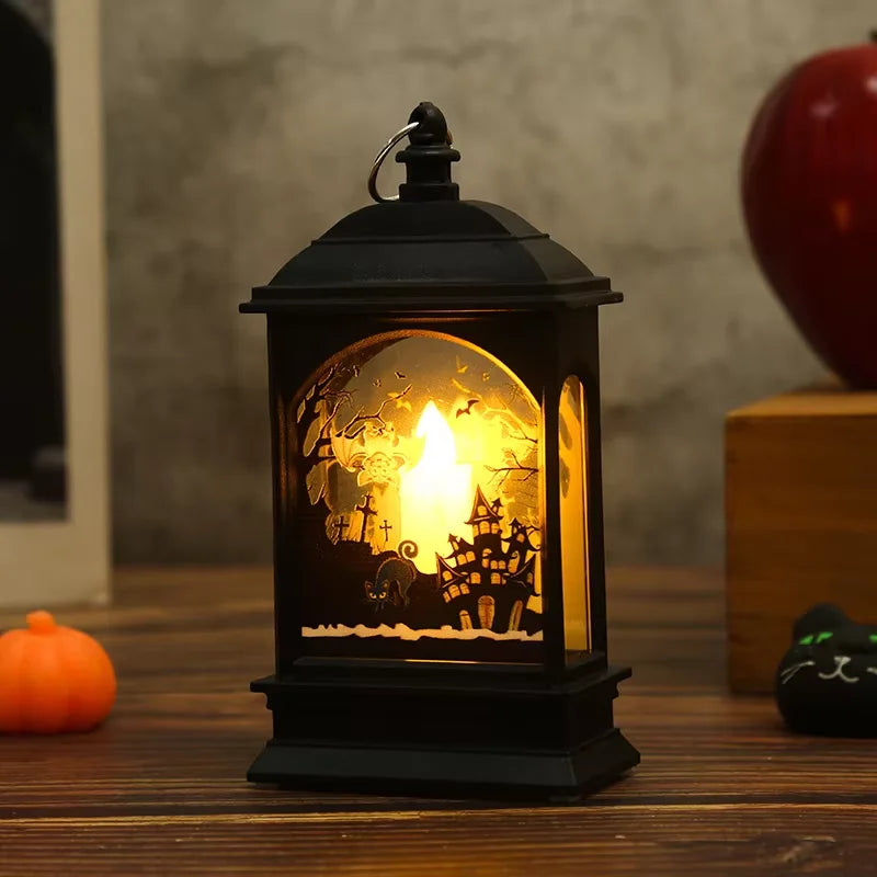 Zelixo Portable Pumpkin Castle Lantern — LED Jack-O-Lantern Flame Halloween Lamp