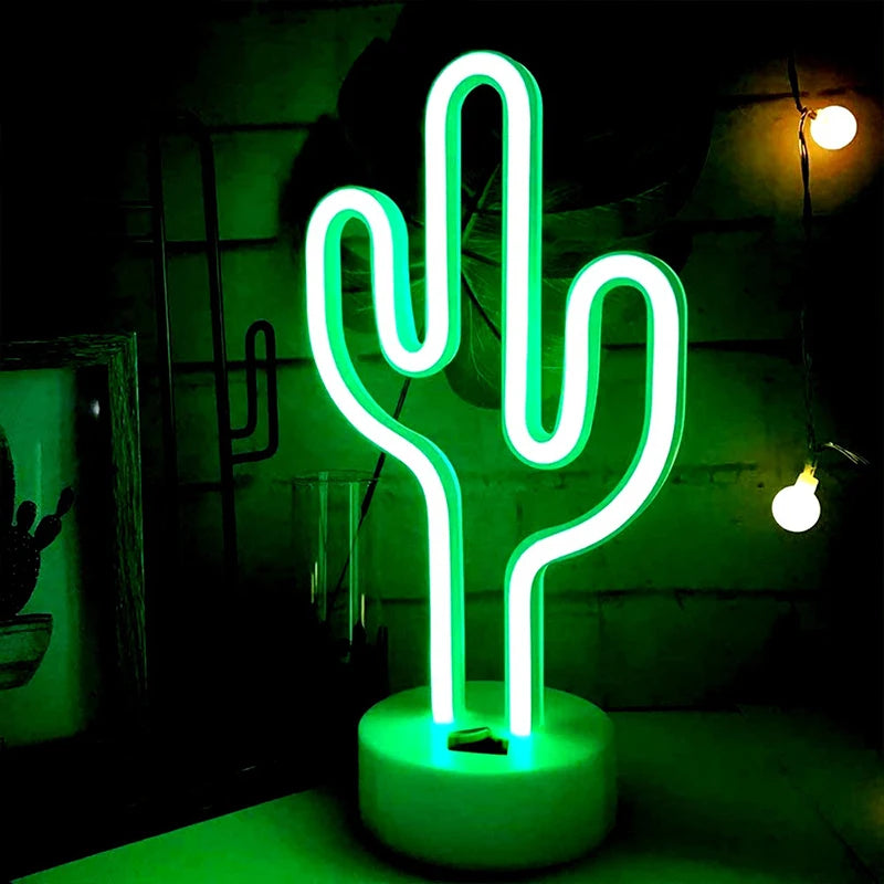 Zelixo Cactus LED Neon Sign Light — Cute Battery & USB Table Lamp