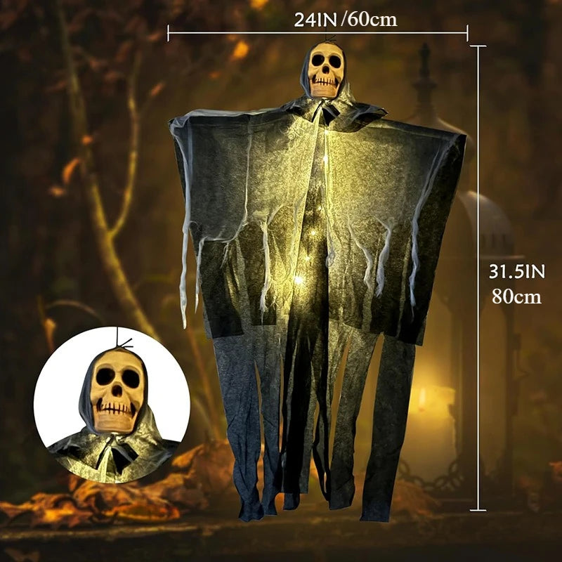 Zelixo Glowing Skull Hanging Ghost — Outdoor Halloween Garden & Party Decoration