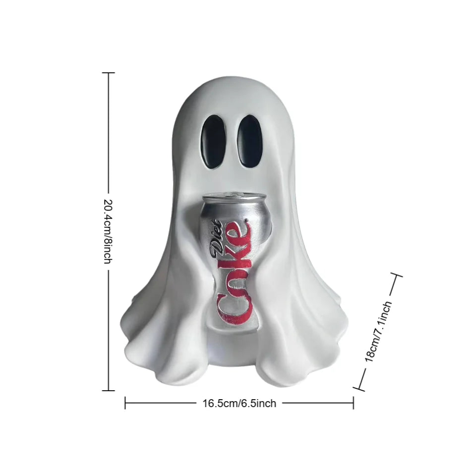 Zelixo Funny Ghost Soda Can Statue — Cute Spooky Resin Desk Decor & Gift