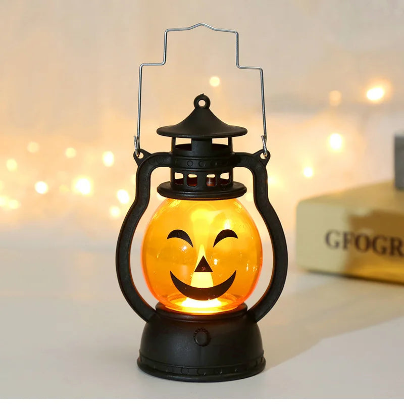 Zelixo LED Hanging Pumpkin Lantern — Retro Ghost Candle Light Halloween Decor