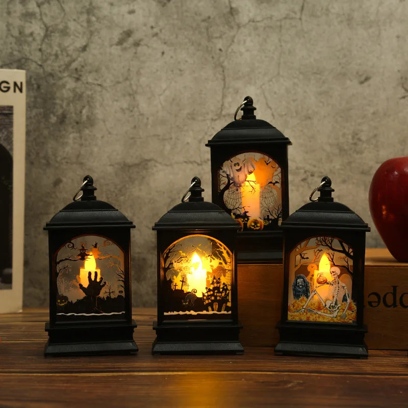 Zelixo Portable Pumpkin Castle Lantern — LED Jack-O-Lantern Flame Halloween Lamp