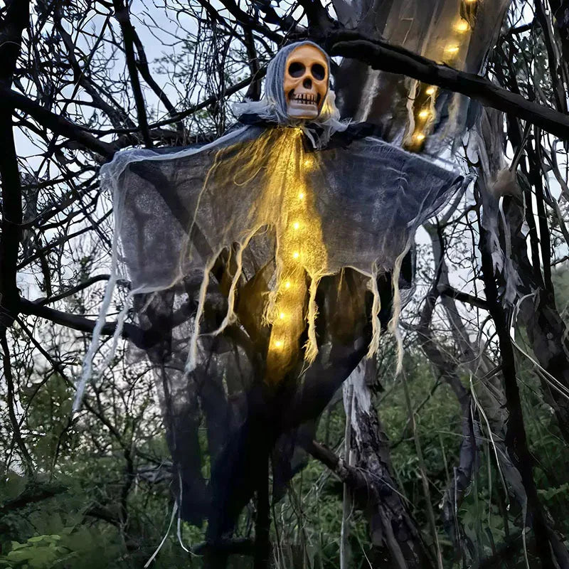 Zelixo Glowing Skull Hanging Ghost — Outdoor Halloween Garden & Party Decoration