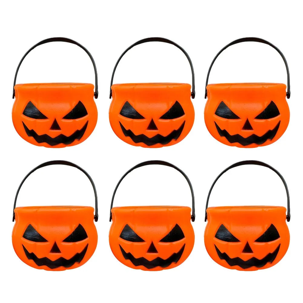 Zelixo Mini Pumpkin Buckets 6pc — Jack-O-Lantern Trick or Treat Candy Baskets