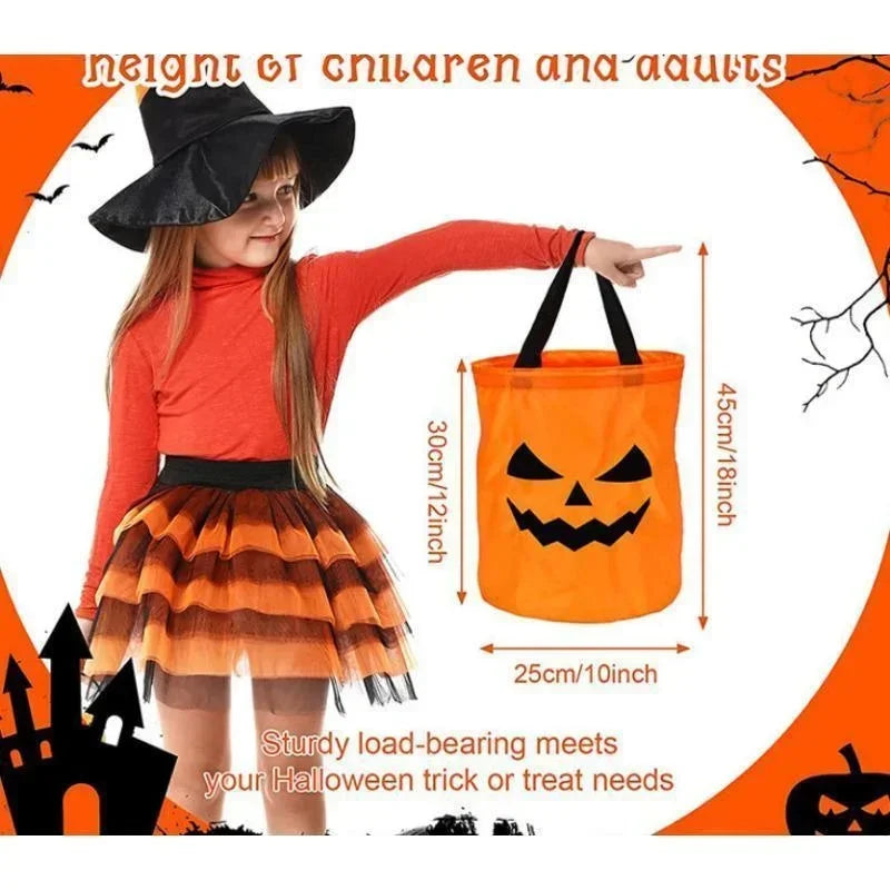 Zelixo LED Pumpkin Bucket — Collapsible Trick or Treat Candy Basket with Light