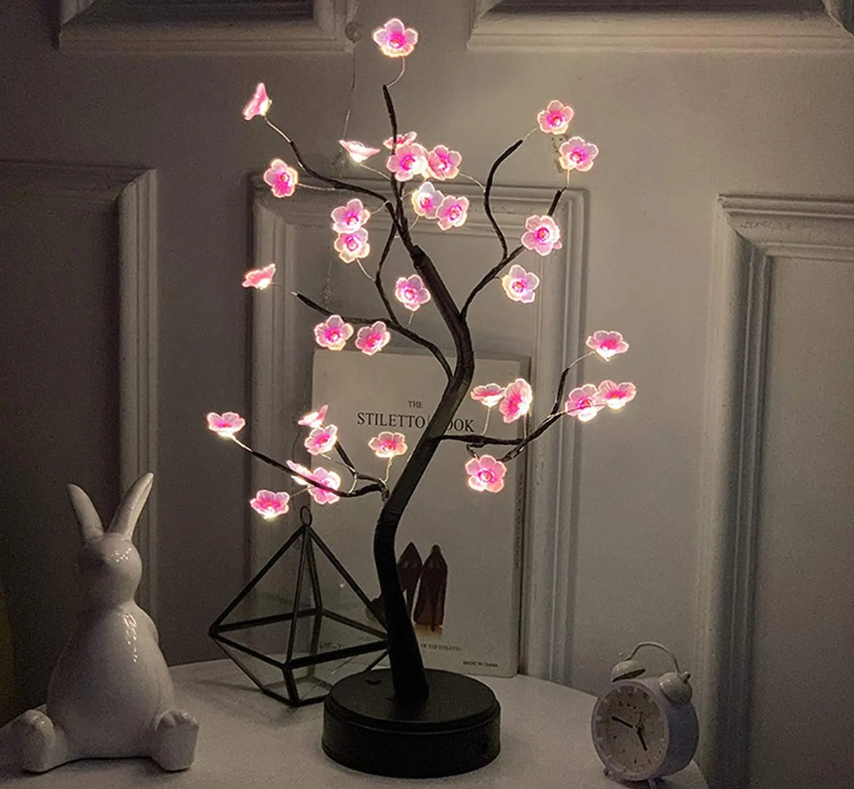 Zelixo Bonsai Tree LED Night Light — USB Touch Switch Cherry Blossom Desktop Lamp