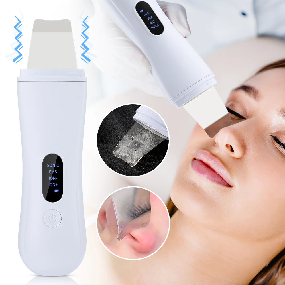 Zelixo Ultrasonic Skin Scrubber Spatula — 4-Mode Ion Deep Facial Lifting Cleaner